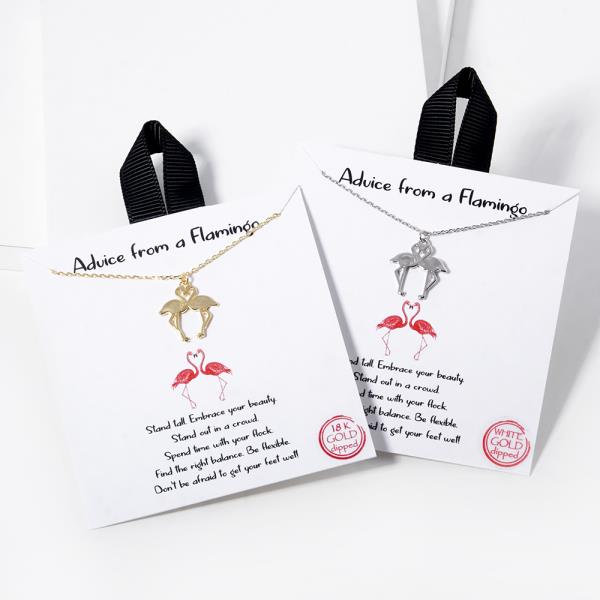 18K GOLD RHODIUM DIPPED ADVICE FROM A FLAMINGO NECKLACE