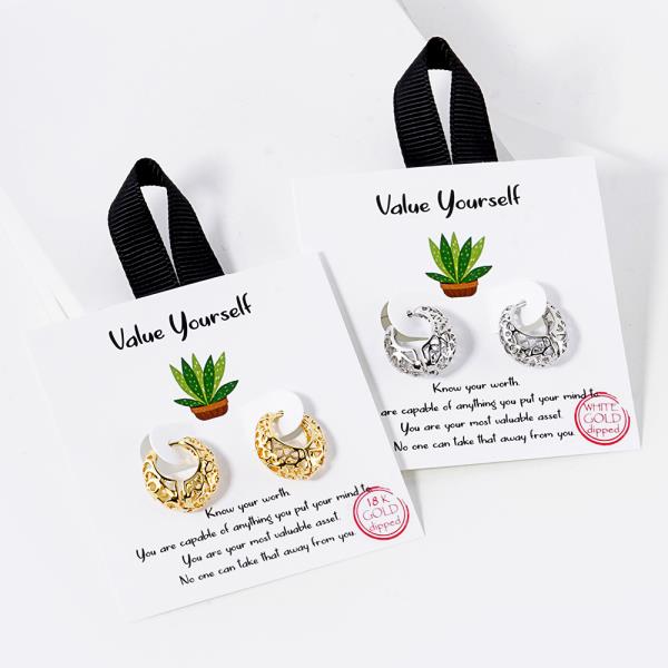 18K GOLD RHODIUM DIPPED VALUE YOURSELF HOOP EARRING