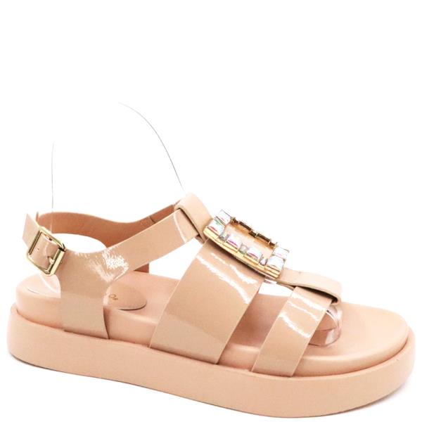 SQUARE BUKLE PLATFORM PATENT SANDAL 12 PAIRS