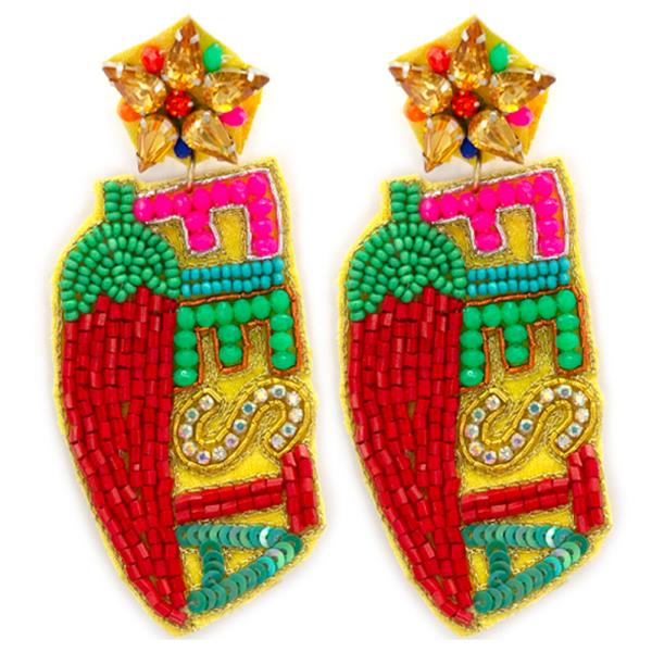 SEED BEAD CINCO DE MAYO FIESTA PEPPER EARRING
