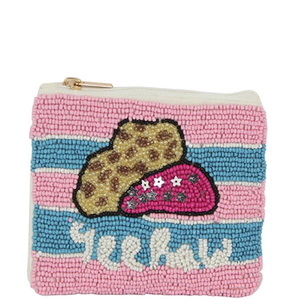SEED BEAD COWBOY HAT COIN PURSE BAG
