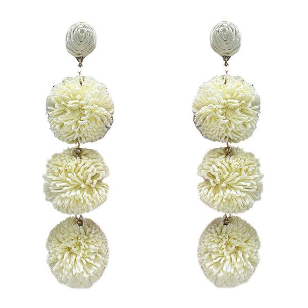 RAFFIA BALL BEAD DANGLE EARRING
