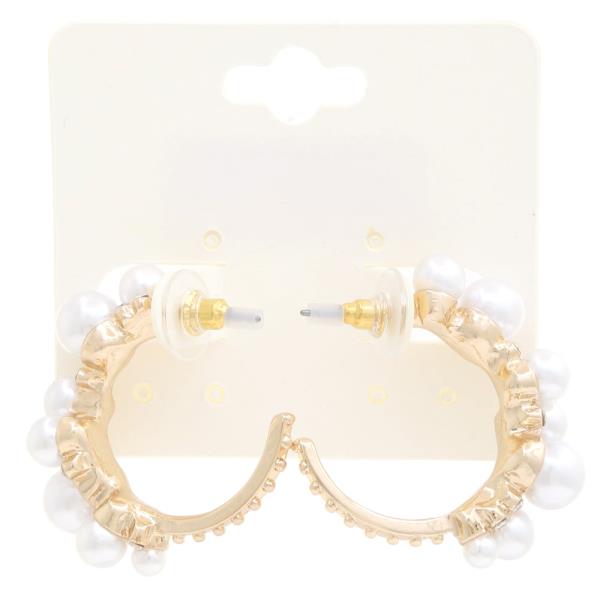 PEARL BEAD OPEN HOOP EARRING