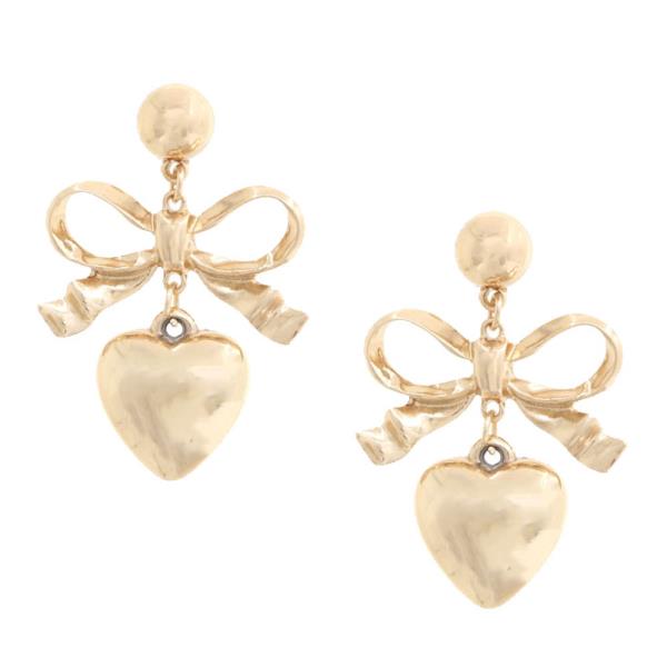 HEART BOW METAL EARRING