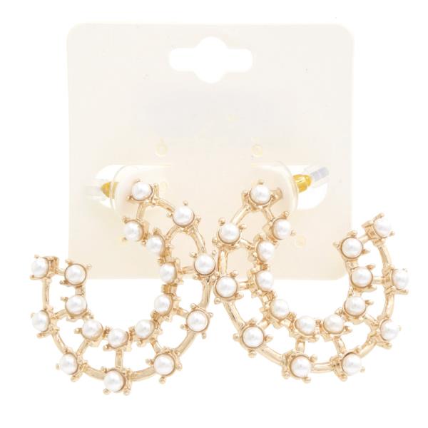 PEARL BEAD OPEN HOOP EARRING