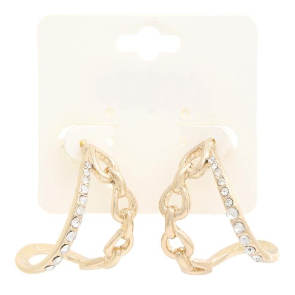 CURVE METAL RHINESTONE EARRING