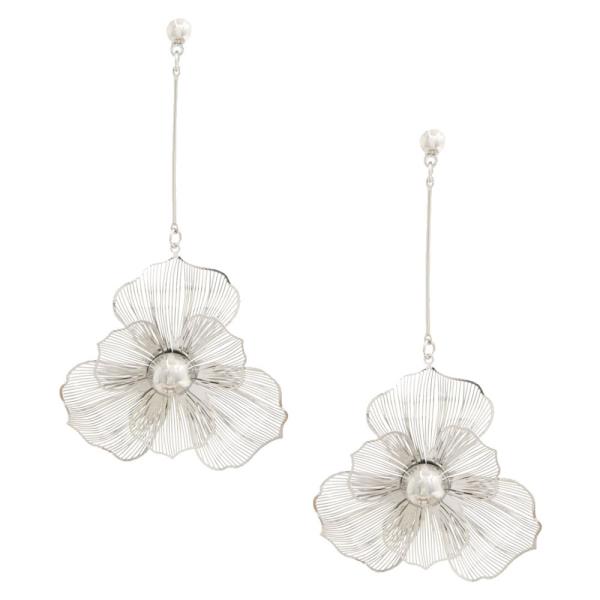 FLOWER METAL BAR DANGLE EARRING