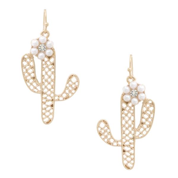 FLOWER CACTUS METAL DANGLE EARRING