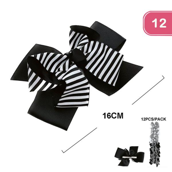 RIBBON STRIP HAIR BOW (12 UNITS)