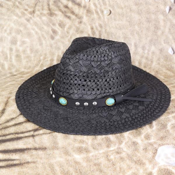 (ONLINE ONLY) STRAW HANDMADE SUN HAT WITH BEADED BAND