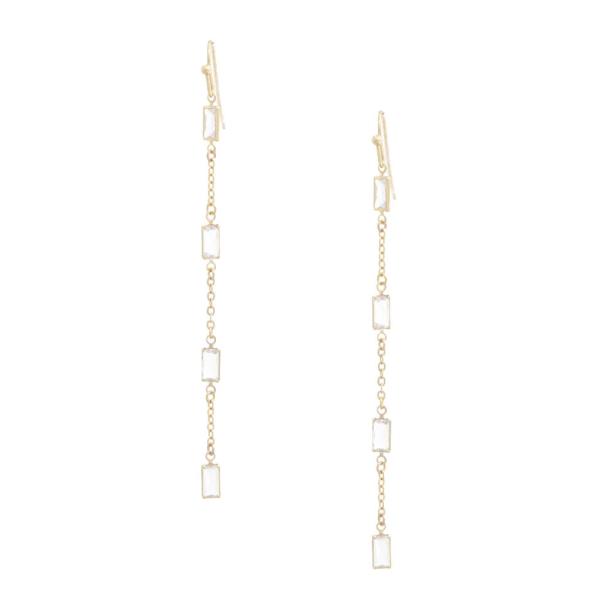 RECTANGLE CRYSTAL DANGLE EARRING