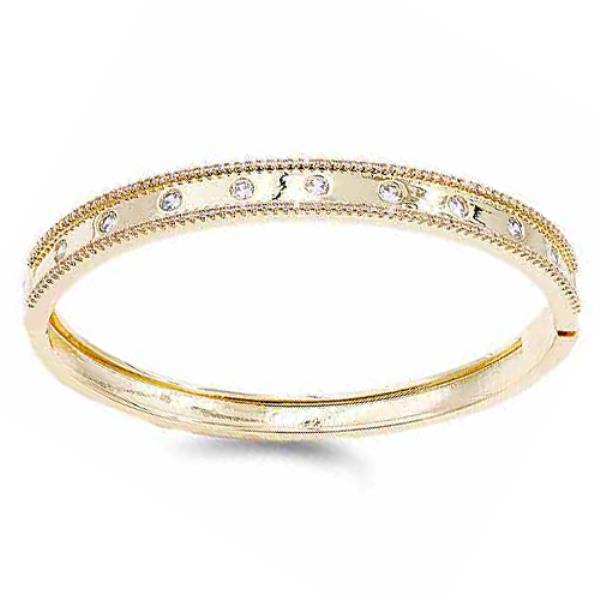 CZ STONE METAL HINGED BRACELET
