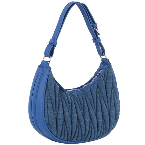 QUILT DESIGN CURVED ZIPPER SHOULDER BAG