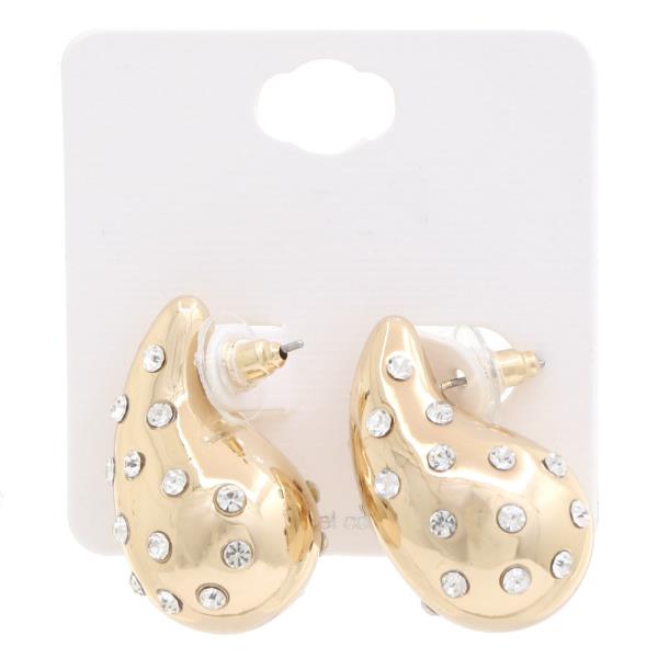 COLOR RHINESTONE TEARDROP POST EARRING