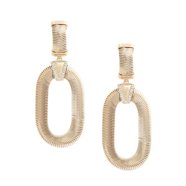 METAL OVAL DANGLE EARRING