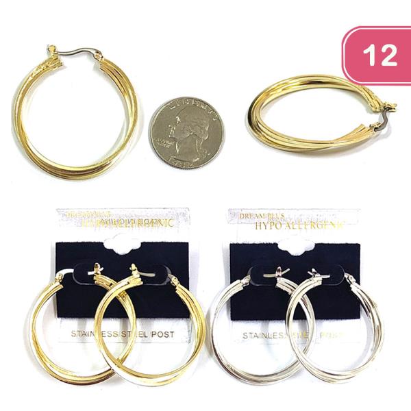 STAINLESS STEEL HOOP EARRING (12 UNITS)
