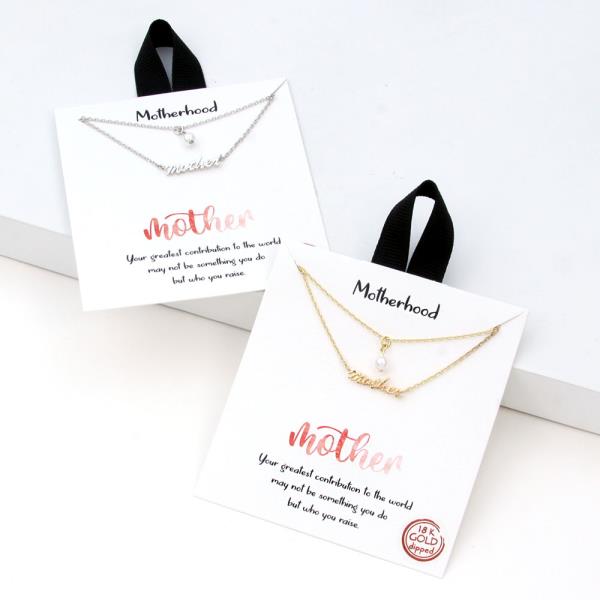 18K GOLD RHODIUM DIPPED MOTHERHOOD MOTHER PEARL NECKLACE