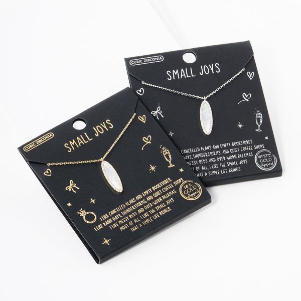 18K GOLD RHODIUM DIPPED SMALL JOYS OVAL CZ NECKLACE