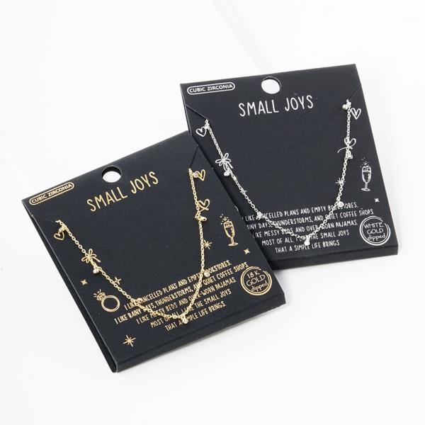 18K GOLD RHODIUM DIPPED SMALL JOYS MULTI CHARM CZ NECKLACE