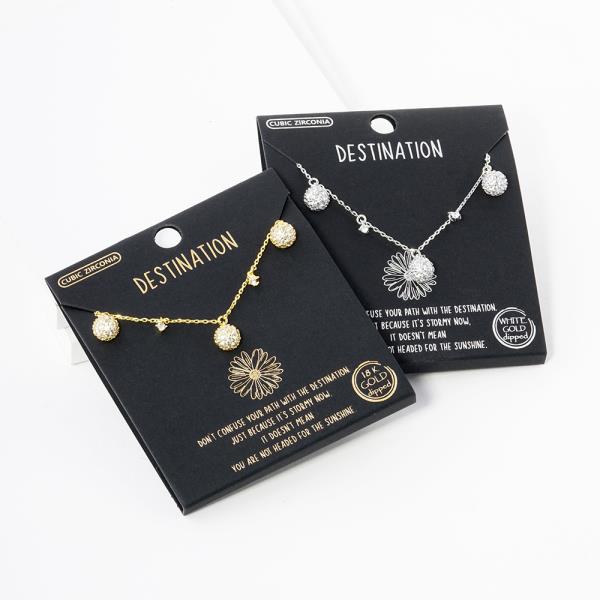 18K GOLD RHODIUM DIPPED DESTINATION CZ NECKLACE