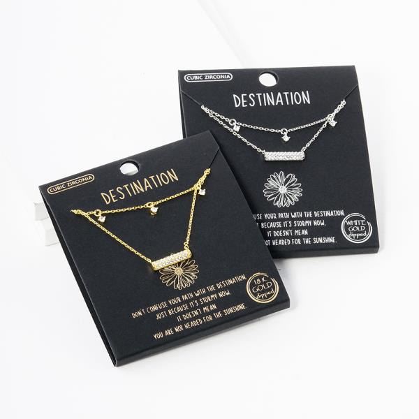 18K GOLD RHODIUM DIPPED DESTINATION LAYERED CZ NECKLACE