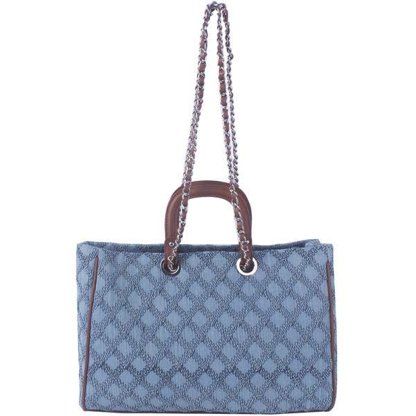 TEXTURED DESIGN HANDLE SHOULDER BAG