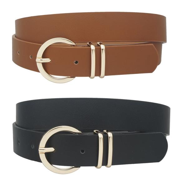 DOUBLE METAL LOOP CIRCLE BUCKLE DUO BELT