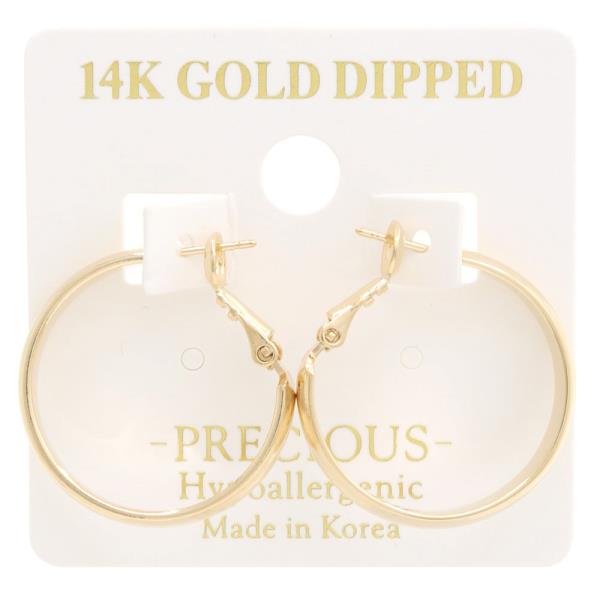 SQUARE EDGE 14K GOLD DIPPED HYPOALLERGENIC HOOP EARRING