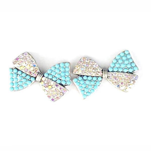 RHINESTONE BEAD BOW EARRING