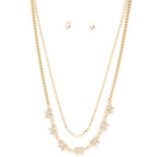 DAINTY BOW METAL LAYERED NECKLACE
