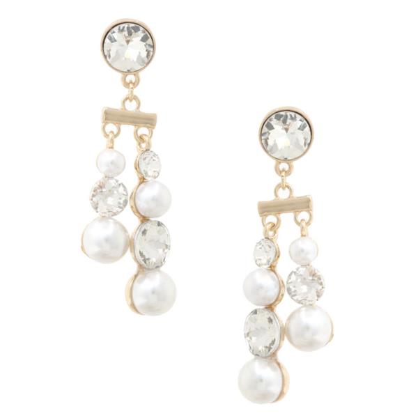 PEARL RHINESTONE METAL EARRING