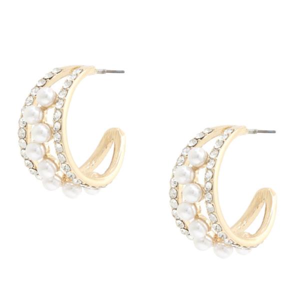 DOUBLE HOOP PEARL BEAD EARRING