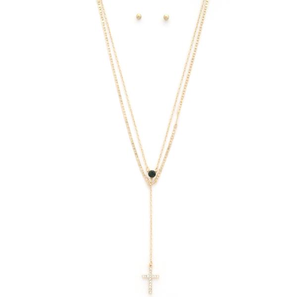 CROSS CHARM LAYERED NECKLACE