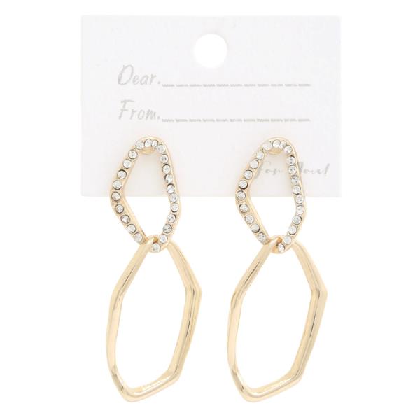 RHINESTONE ORGANIC SHAPE EARRING