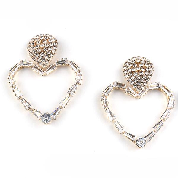 CZ RHINESTONE HEART EARRING