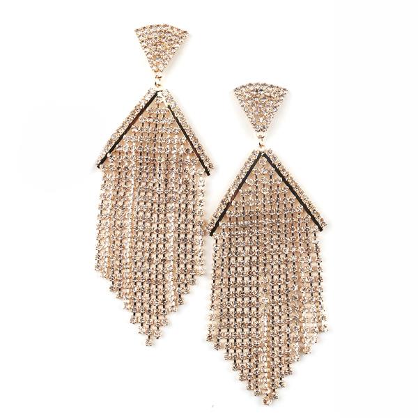 RHINESTONE FRINGE DANGLE EARRING