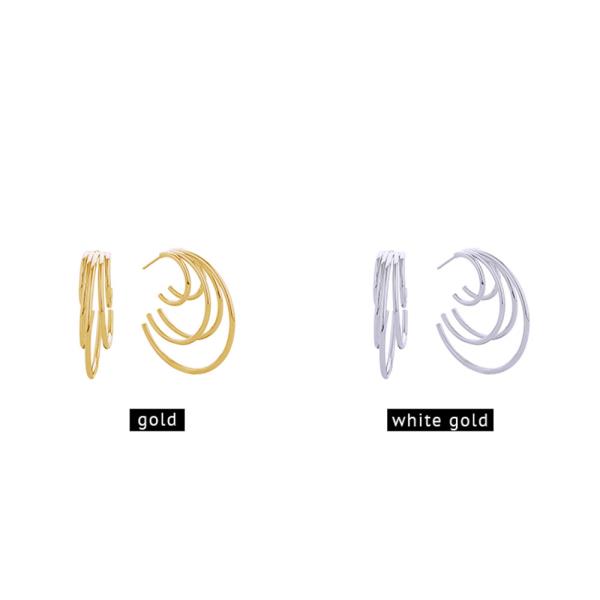 14K GOLD/WHITE GOLD DIPPED HARMONY OF 5 POST EARRINGS