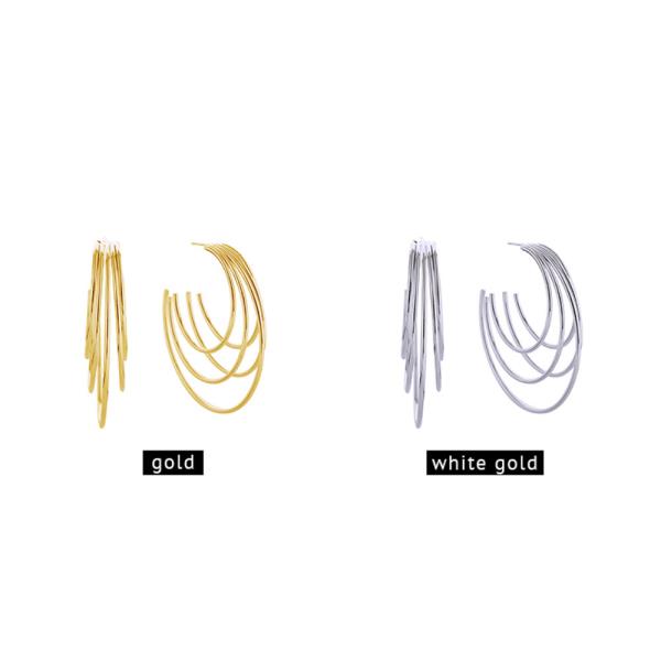 14K GOLD/WHITE GOLD DIPPED HARMONY OF 5 POST EARRINGS