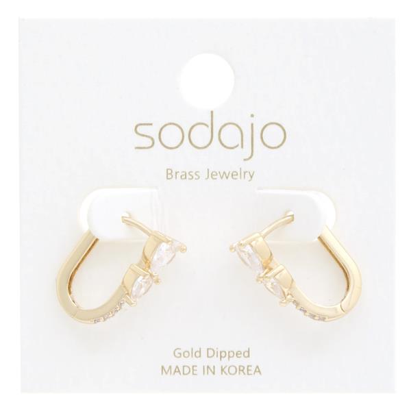SODAJO OVAL RHINESTONE GOLD DIPPED EARRING