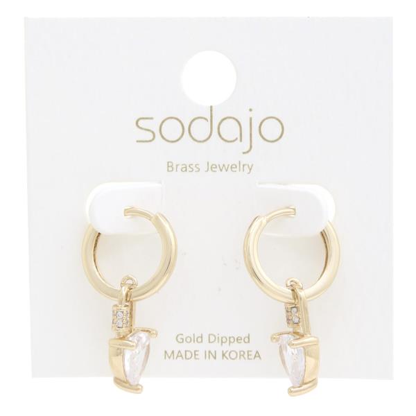 SODAJO HEART CHARM HUGGIE GOLD DIPPED EARRING