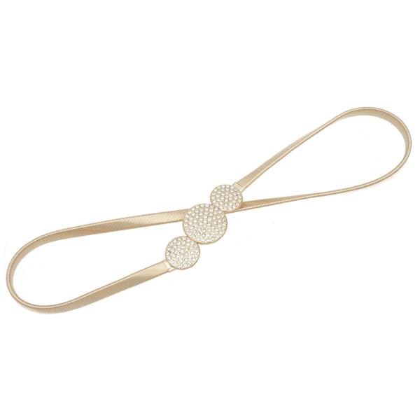 RHINESTONE ROUND BUCKLE METAL STRETCH BELT