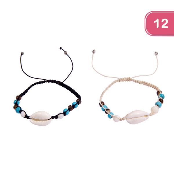SHELL BEAD STING ADJUSTABLE BRACELET (12 UNITS)