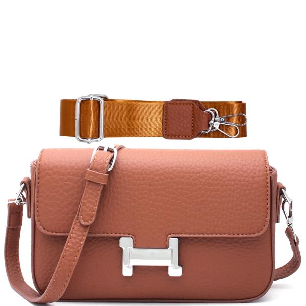 SMOOTH CHIC SHOULDER CROSSBODY BAG W EXTRA STRAP