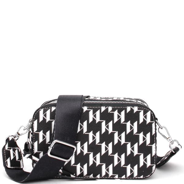 PRINT DESIGN ZIPPER CROSSBODY BAG