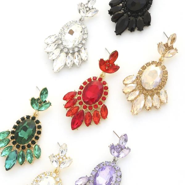 TEARDROP CRYSTAL GEMSTONE PARTY DANGLE EARRING