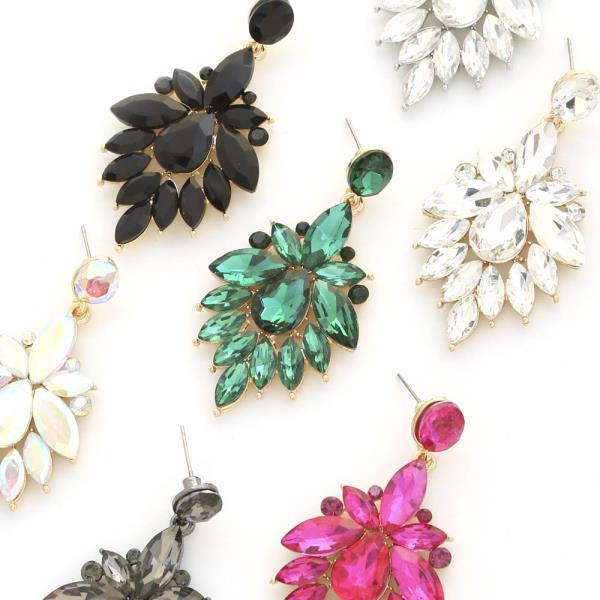 TEARDROP CRYSTAL GEMSTONE PARTY DANGLE EARRING