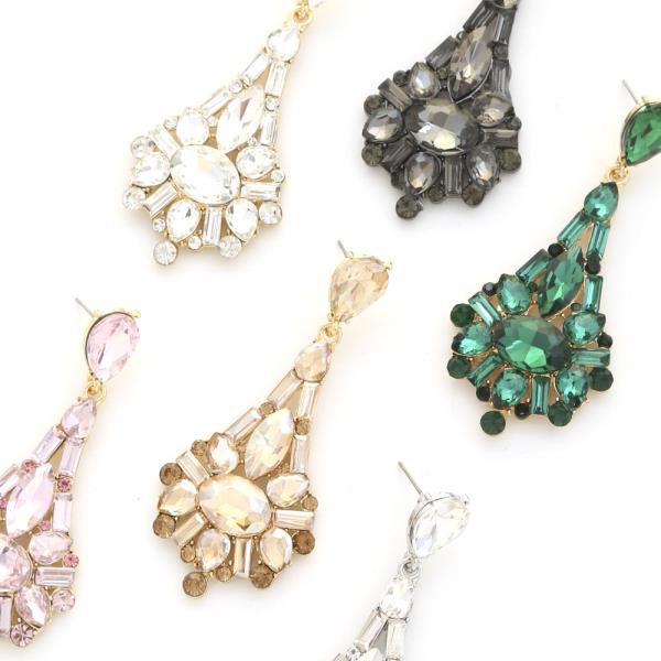 TEARDROP CRYSTAL GEMSTONE PARTY DANGLE EARRING
