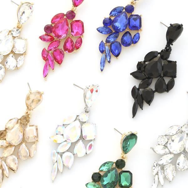 TEARDROP CRYSTAL GEMSTONE PARTY DANGLE EARRING