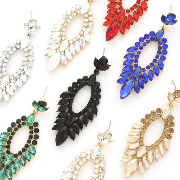 TEARDROP CRYSTAL GEMSTONE PARTY DANGLE EARRING