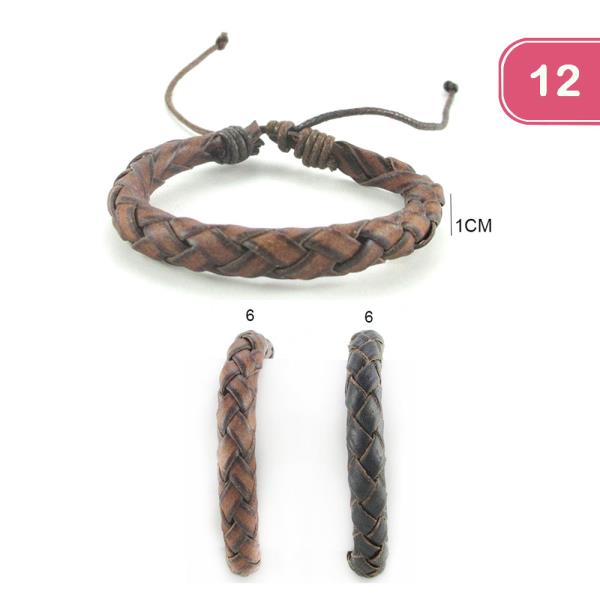 BRAIDED LEATHER BRACELET (12 UNITS)